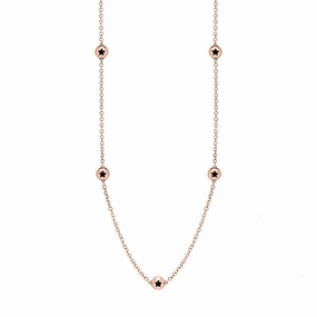 18ct Rose Gold Whitby Jet Star Link Disc Chain Necklace