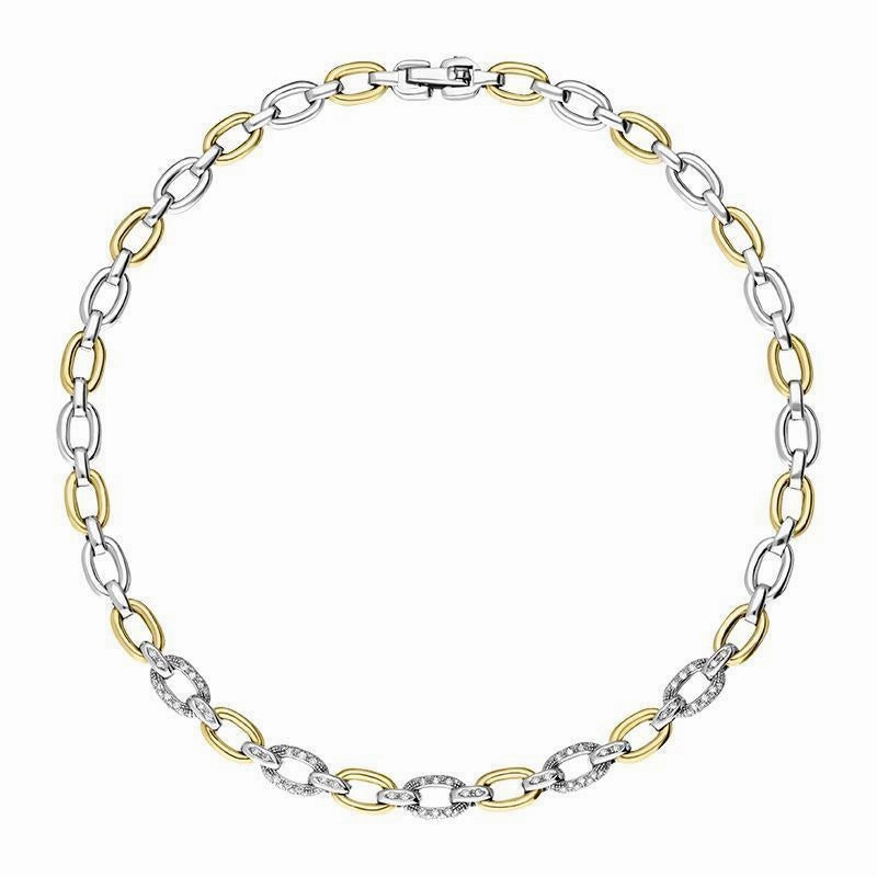 18ct White And Yellow Gold Diamond Open Link Set Necklet