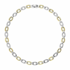 18ct White And Yellow Gold Diamond Open Link Set Necklet