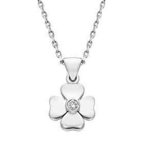 18ct White Gold 0.10ct Diamond Heart Cross Necklace D
