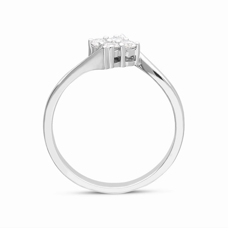 18ct White Gold 0.18ct Diamond Cross Over Square Ring