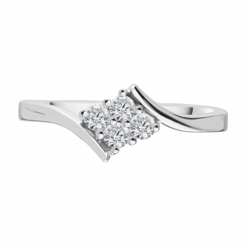 18ct White Gold 0.18ct Diamond Cross Over Square Ring