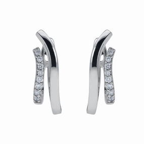 18ct White Gold 0.18ct Diamond Shaped Hoop Earrings