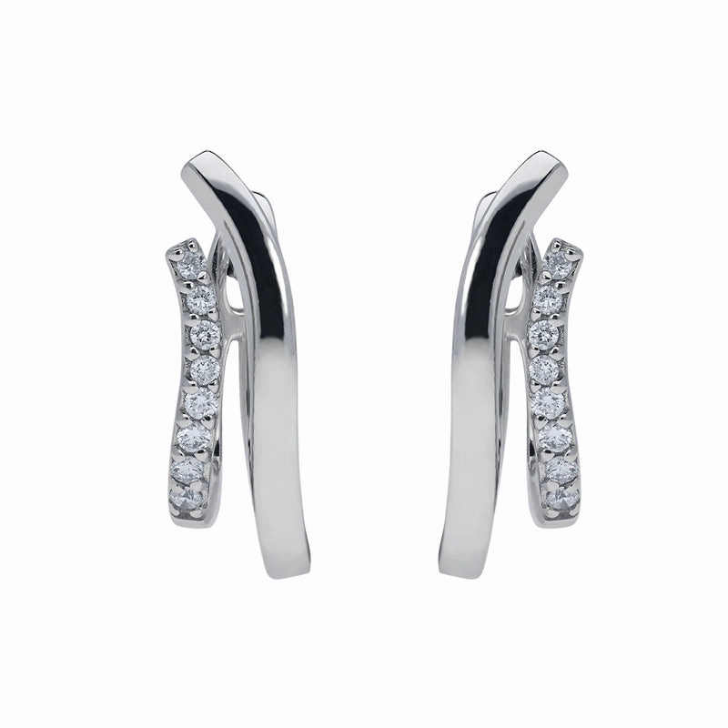 18ct White Gold 0.18ct Diamond Shaped Hoop Earrings