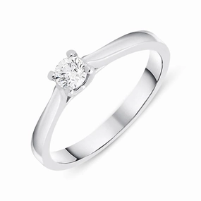 18ct White Gold 0.20ct Diamond Brilliant Cut Solitaire Ring D