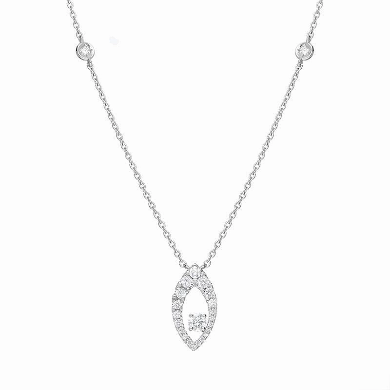 18ct White Gold 0.35ct Diamond Open Marquise Necklace