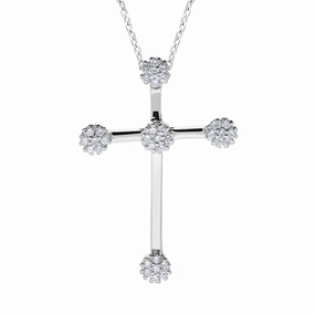 18ct White Gold 0.40ct Diamond Cross Necklace