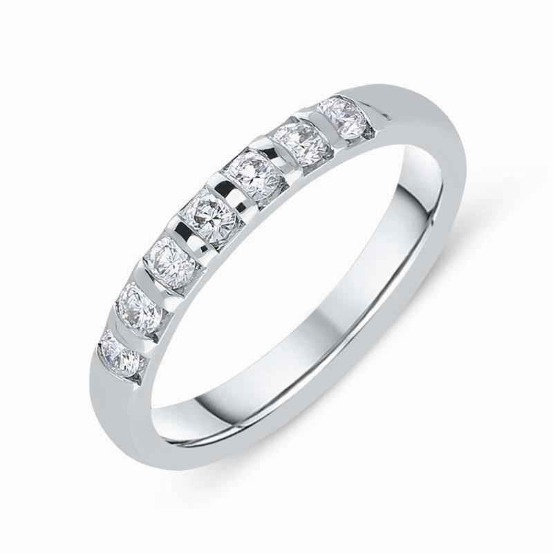 18ct White Gold 0.42ct Diamond 3mm Wedding Ring D