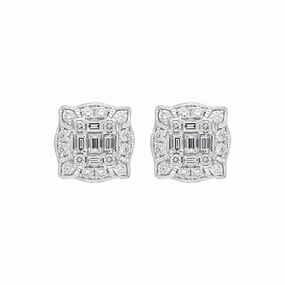 18ct White Gold 0.58ct Diamond Cluster Stud Earrings