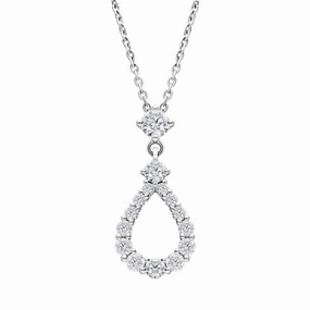 18ct White Gold 0.59ct Diamond Open Pear Necklace