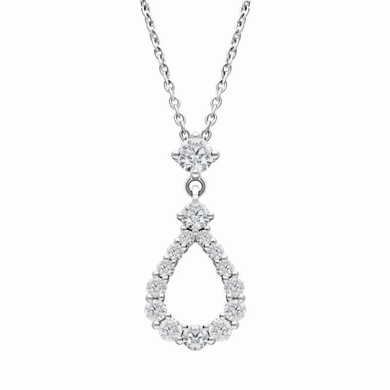 18ct White Gold 0.59ct Diamond Open Pear Necklace