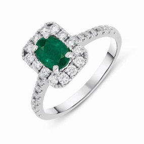 18ct White Gold 0.75ct Emerald Diamond Oval Cut Ring