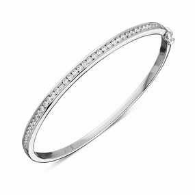 18ct White Gold 1.01ct Diamond Stone Slot Bangle