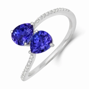 18ct White Gold 1.31ct Tanzanite Diamond Twist Ring