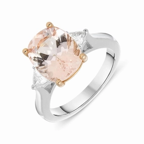 18ct White Gold 3.79ct Morganite Diamond Oval Cut Ring