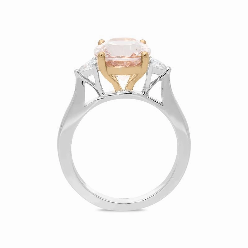 18ct White Gold 3.79ct Morganite Diamond Oval Cut Ring