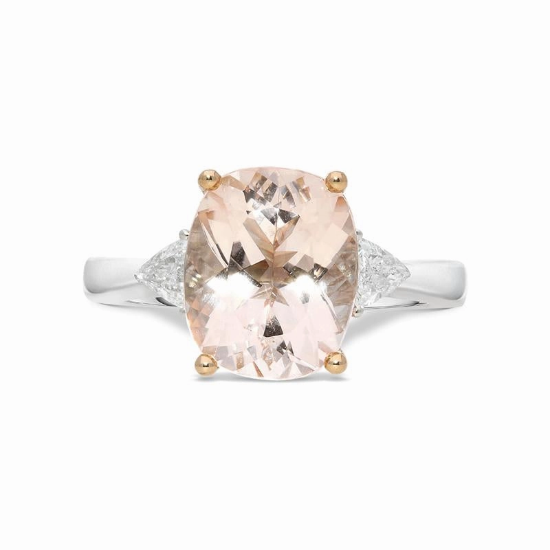 18ct White Gold 3.79ct Morganite Diamond Oval Cut Ring