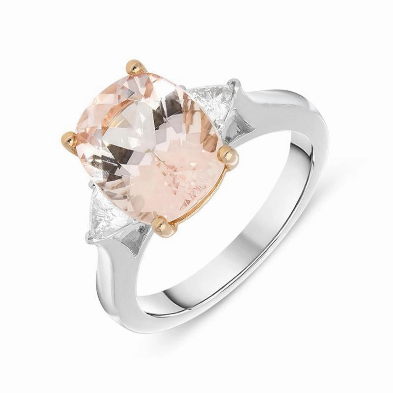 18ct White Gold 3.79ct Morganite Diamond Oval Cut Ring
