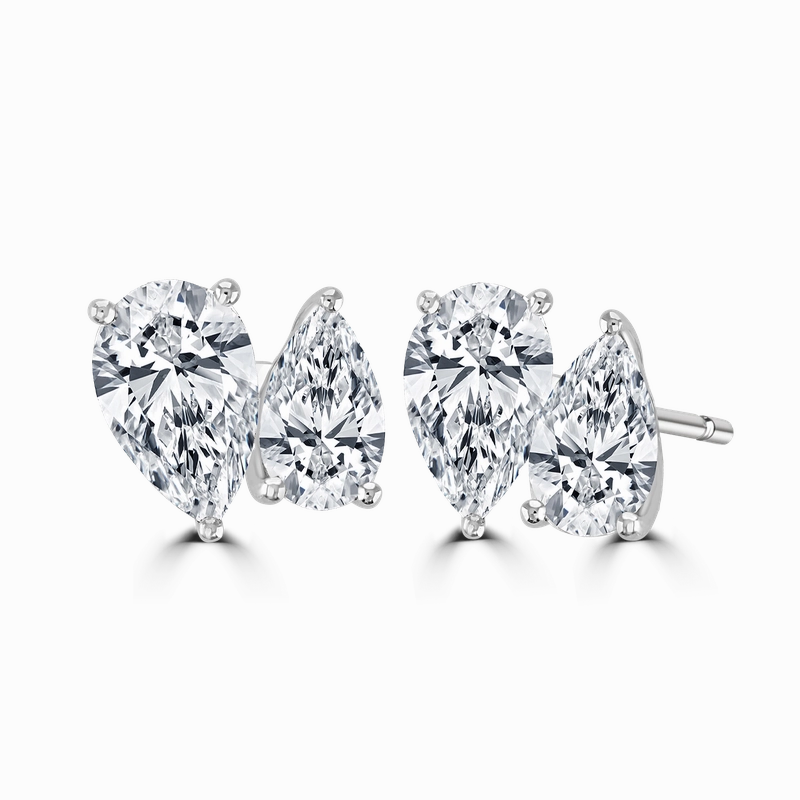 18ct White Gold 3.8ct Laboratory Grown Diamond 'Toi et Moi' Earrings