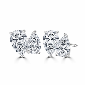 18ct White Gold 3.8ct Laboratory Grown Diamond 'Toi et Moi' Earrings