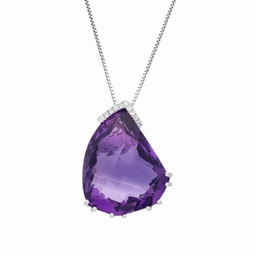 18ct White Gold 47.72ct Amethyst Diamond Necklace D