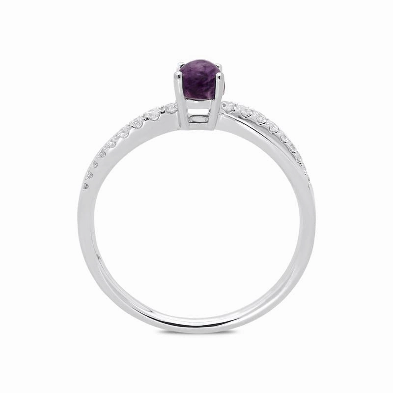 18ct White Gold Blue John 0.16ct Diamond Split Shoulder Ring