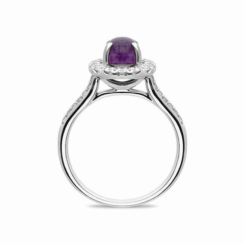 18ct White Gold Blue John 0.47ct Diamond Oval Cluster Ring