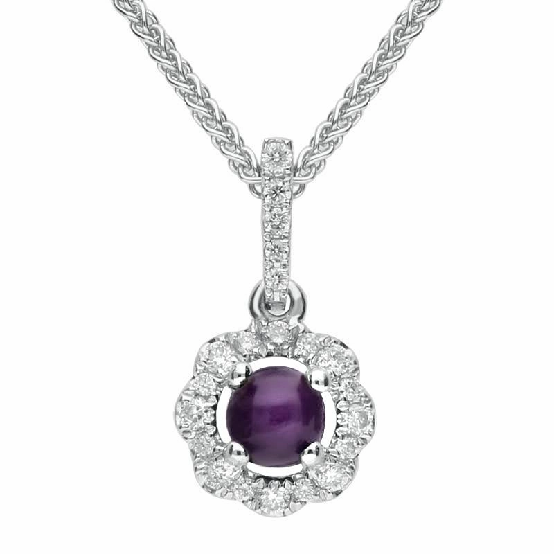 18ct White Gold Blue John Diamond Floral Necklace