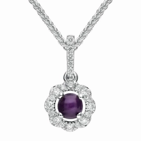 18ct White Gold Blue John Diamond Floral Necklace