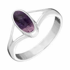 18ct White Gold Blue John Heritage Oval Split Shoulder Ring