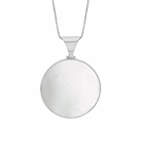 18ct White Gold Blue John Mother of Pearl Queens Jubilee Hallmark Double Sided Round Necklace D