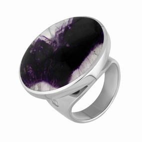 18ct White Gold Blue John Queen's Jubilee Hallmark Medium Round Ring D
