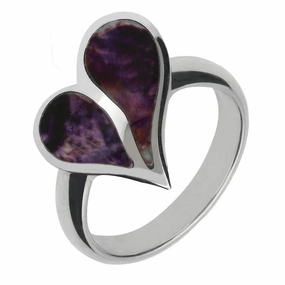 18ct White Gold Blue John Split Heart Ring