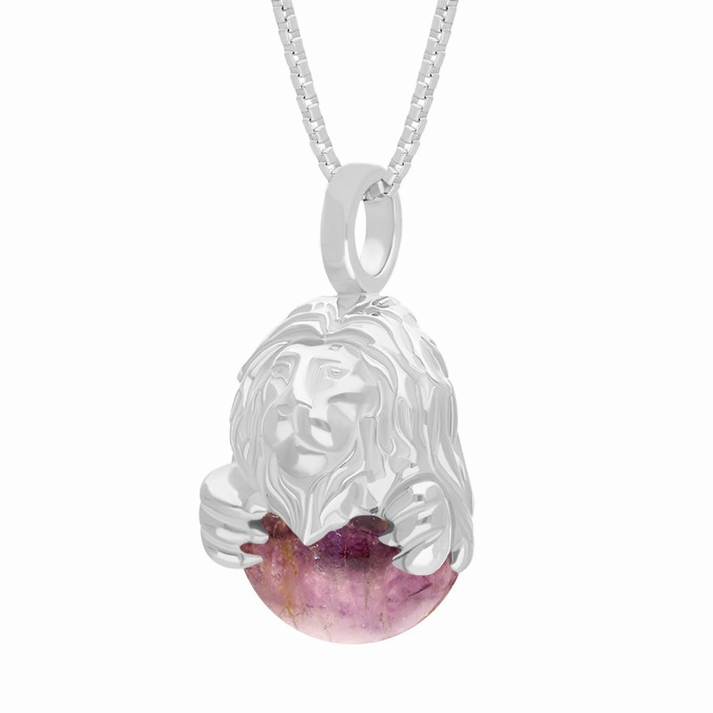 18ct White Gold Blue John Zodiac Leo 10mm Bead Pendant
