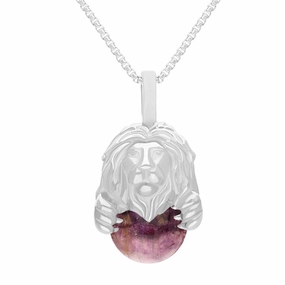 18ct White Gold Blue John Zodiac Leo 10mm Bead Pendant