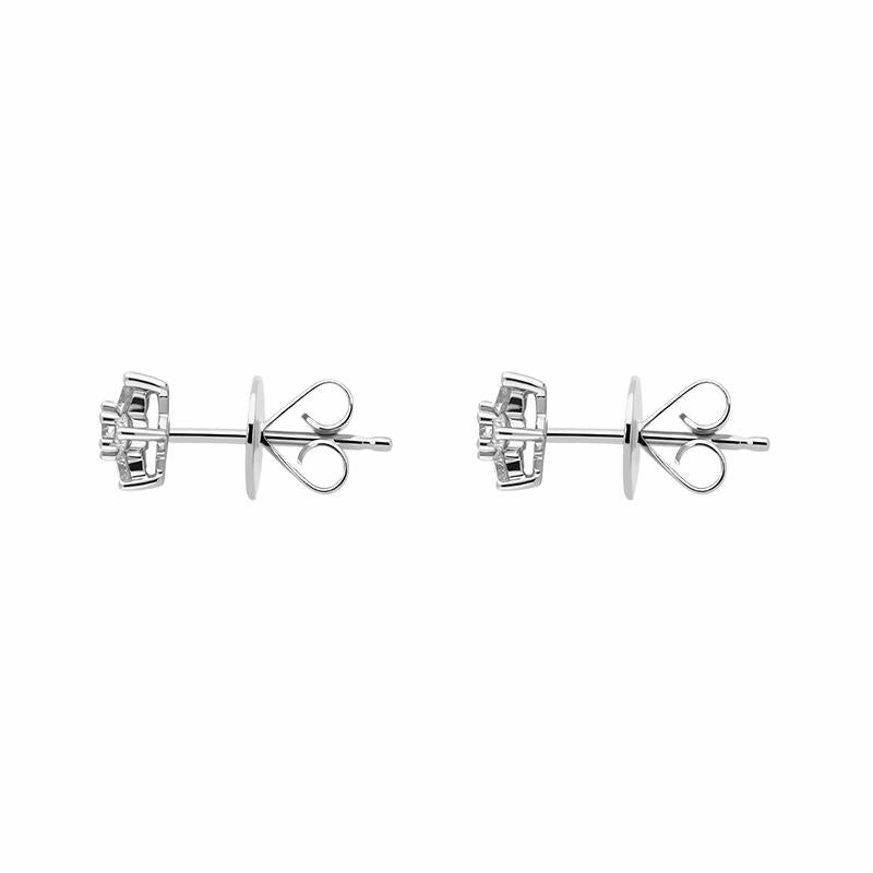 18ct White Gold Diamond Cluster Flower Stud Earrings