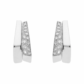 18ct White Gold Diamond Double Hoop Earrings