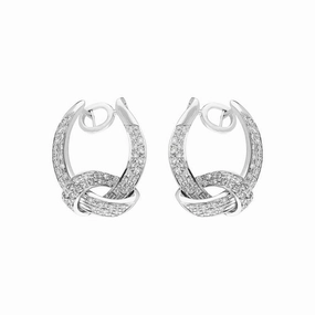 18ct White Gold Diamond Knot Drop Earrings