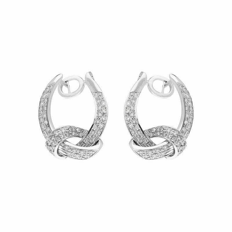 18ct White Gold Diamond Knot Drop Earrings