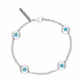 18ct White Gold Turquoise Oval Star Detail Four Stone Bracelet