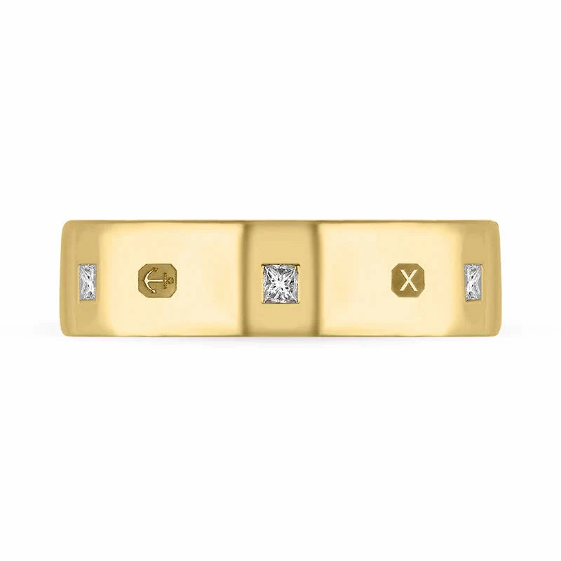 18ct Yellow Gold 0.36ctiamond Queen's Jubilee Hallmark Princess Cut 6mm Ring D