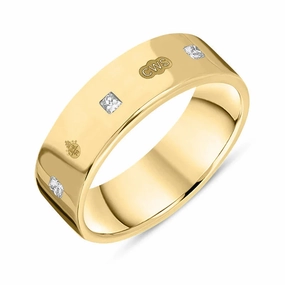 18ct Yellow Gold 0.36ctiamond Queen's Jubilee Hallmark Princess Cut 6mm Ring D