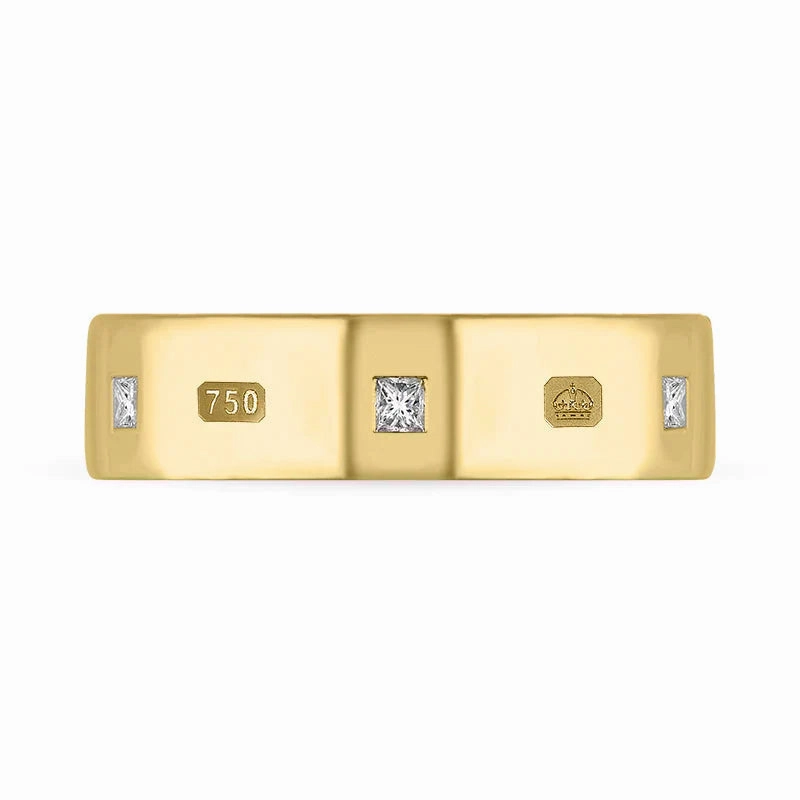 18ct Yellow Gold 0.36ctiamond Queen's Jubilee Hallmark Princess Cut 6mm Ring D