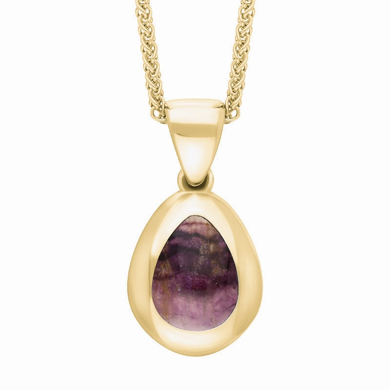 18ct Yellow Gold Blue John Cross Pear Shape Necklace
