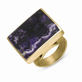 18ct Yellow Gold Blue John Queen's Jubilee Hallmark Medium Square Ring D