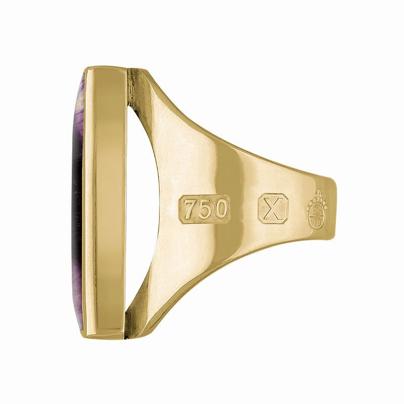 18ct Yellow Gold Blue John Queen's Jubilee Hallmark Medium Square Ring D