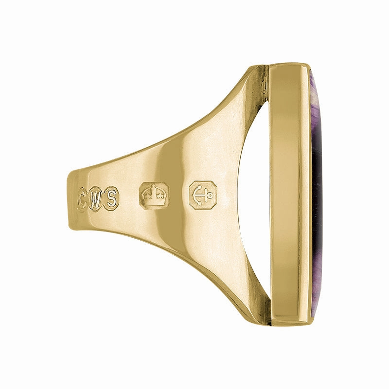 18ct Yellow Gold Blue John Queen's Jubilee Hallmark Medium Square Ring D