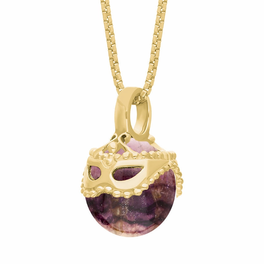 18ct Yellow Gold Blue John Zodiac Gemini 9mm Bead Pendant