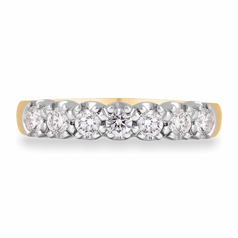 18ct Yellow Gold Diamond Claw Set Half Eternity Ring