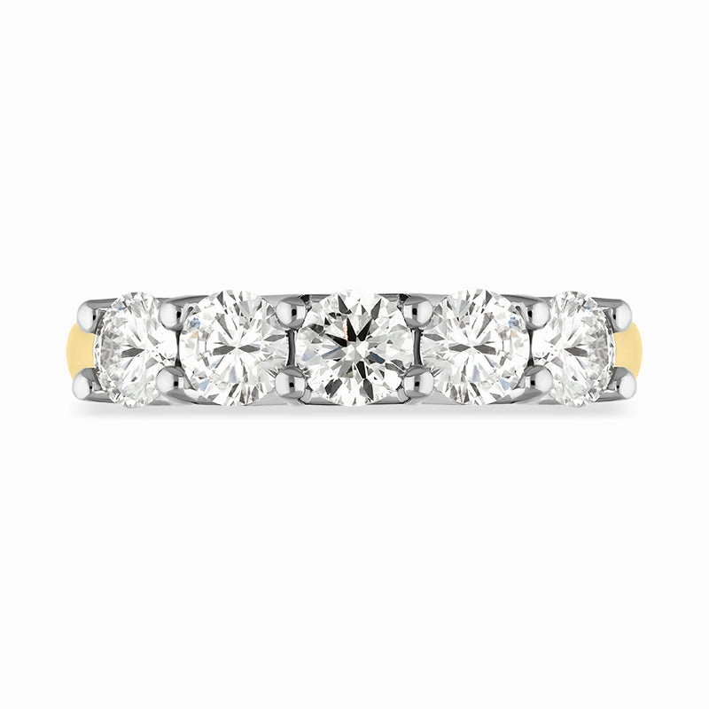 18ct Yellow Gold Diamond Five Stone Half Eternity Ring
